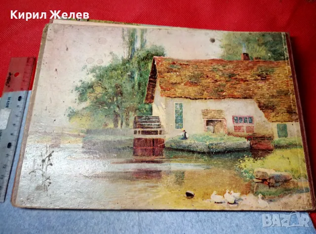 Стар ХУДОЖЕСТВЕН АЛБУМ ДИПЛЯНКА с МНОГО ЦВЕТНИ РЕПРОДУКЦИИ ЛИТОГРАФИИ на КЛАСИЧЕСКИ КАРТИНИ 47608