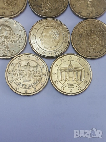 лот от 8 броя-20 евроцента различни държави, снимка 5 - Нумизматика и бонистика - 47993294