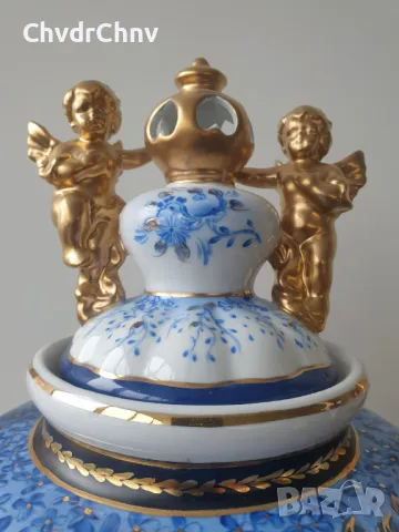 RK Dresden 46см/Дрезден голяма стара немска порцеланова ваза-урна с дръжки/херувими-ангели, снимка 4 - Вази - 48601518