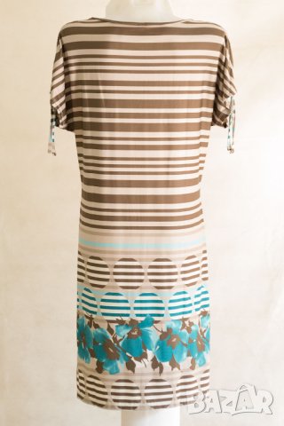 Рокля в бежово, кафяво и синьо Cesy Fashion - 2XL, снимка 3 - Рокли - 42593597