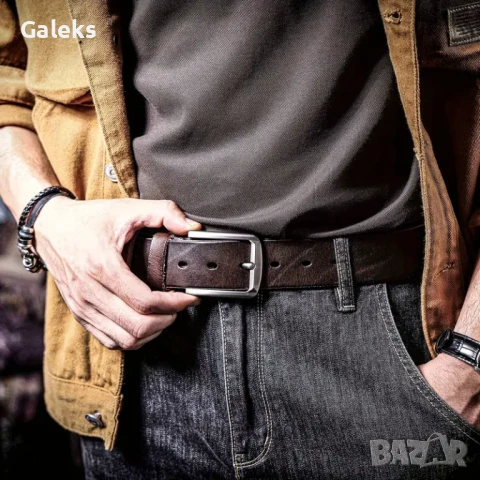 Луксозен, Мъжки, Спортен кожен колан S.WORKER* с кутия /Върхова телешка кожа!, снимка 2 - Колани - 50561964