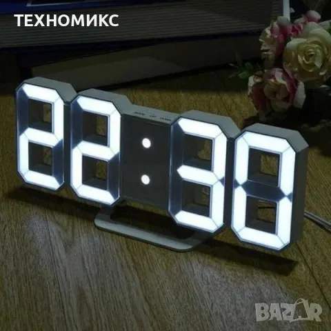 3D цифров часовник , студено бяло LED осветление, снимка 5 - Други - 48270395