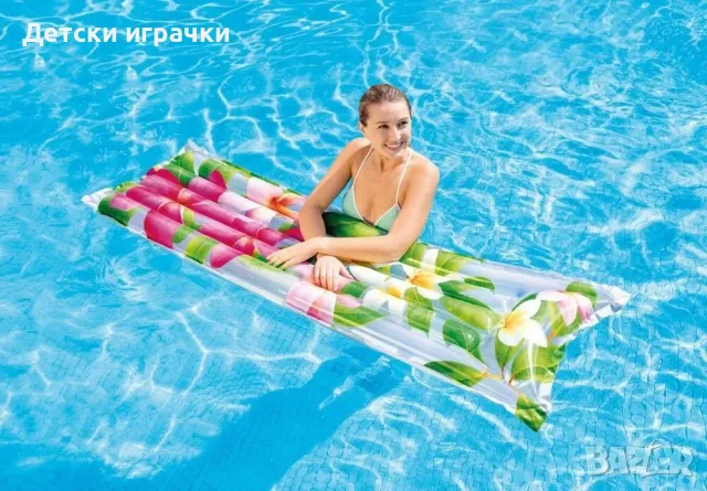 Надуваем дюшек Fashion Intex, 183 х 69 см, PVC, с вградена възглавница, ярки цветове, снимка 13 - Надуваеми играчки - 50039983