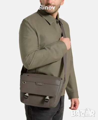 Чисто нова мъжка чанта Lacoste Leather cross body bag Morel, снимка 5 - Чанти - 56023206