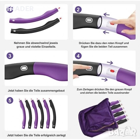 Фитнес обръч Aiweite уред обръч за въртене Hula Hoop , снимка 2 - Спортна екипировка - 44614036