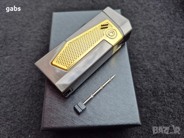 Луксозна запалка за пури HONEST с подарък резачка,три цвята, снимка 10 - Запалки - 52204255