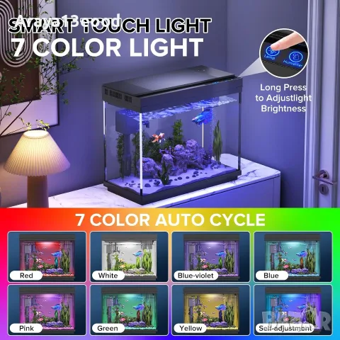 9L Аквариум за риби с LED осветление, филтрация и овлажнител, снимка 5 - Аквариуми - 55737340