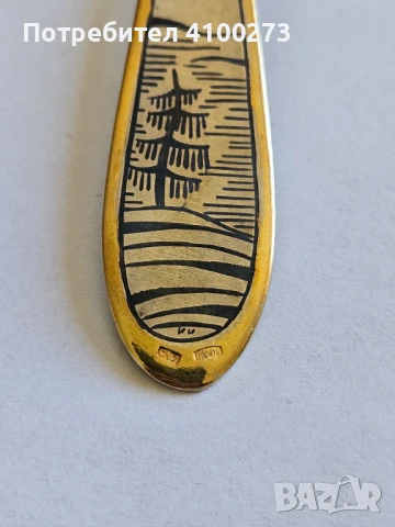 Лъжица за сервиране - .875 (84 Золотники) сребро, Niëllo, снимка 3 - Прибори за хранене, готвене и сервиране - 51159450