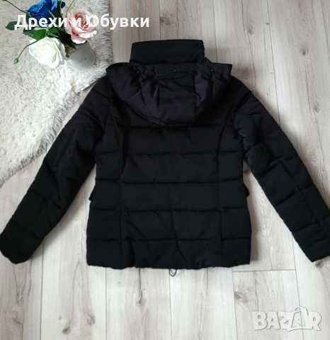 Черно зимно яке с качулка ZARA , снимка 4 - Якета - 52710163