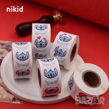 100 бр Стич Stitch малки самозалепващи лепенки стикери за ръчна ...