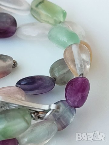 Ангелски крила. Колиета чокър с многоцветен флуорит, снимка 16 - Колиета, медальони, синджири - 41631007