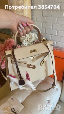 чанта Ермес Кели 25*HERMES KELLY 25 CRAIE EPSOM GOLD HARDWARE , снимка 14 - Чанти - 42122989