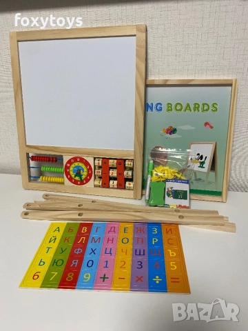 Двустранна дървена магнитна дъска с българската азбука, цифри - 66 см., снимка 16 - Образователни игри - 52432334