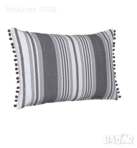Декоративна  възглавница, Cushion Grey Stripes Pon Pon, 60x40 cм, Многоцветна, снимка 1 - Възглавници - 40995191