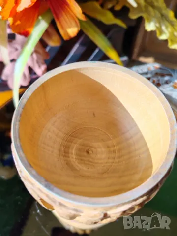 Ръчно резбован свещник/декорация от дърво ., снимка 3 - Декорация за дома - 48895774