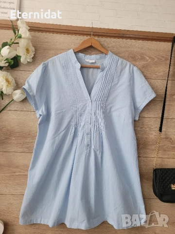 Памучна синя блузка туника YESSICA , снимка 4 - Туники - 51482736