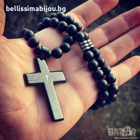 Черен Гердан/Броеница със Стоманен Кръст