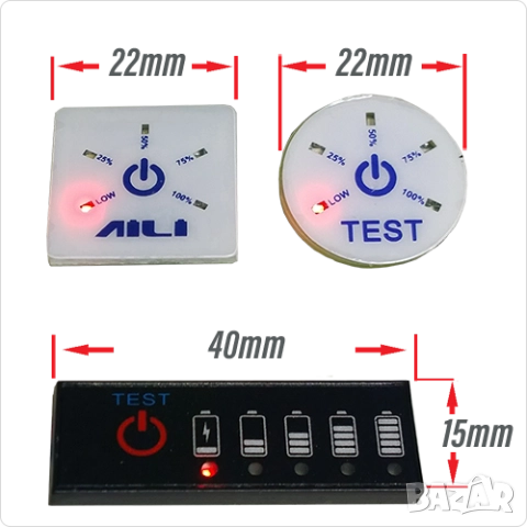 х2 броя Индикатор батерии  3S 5S 6S  Li-ion Makita Battery Level Indicator,или 12V/21/24V акумулатор