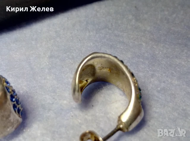 МАРКОВИ СКЪПОЦЕННИ СРЕБЪРНИ ОБЕЦИ СРЕБРО ВИСОКА ПРОБА ИНКРУСТИРАНИ с РАЗНОЦВЕТНИ СИНИ ЦИРКОНИ 31471, снимка 10 - Обеци - 50489461