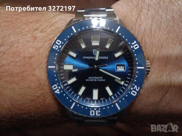 PAGANI DESIGN DIVER'S автоматичен часовник с Японски маханизъм SEIKO NH35,стъкло сапфир,водоустойчив, снимка 6 - Мъжки - 41757536