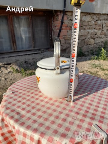 Стар емайлиран чайник #16, снимка 4 - Антикварни и старинни предмети - 33854621