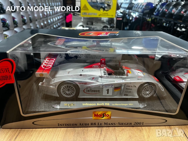 Нова метална колекционерска количка модел AUDI R8 Le Mans ' 2001 1:18 95 лв. / 48.57 €, снимка 7 - Колекции - 53498999