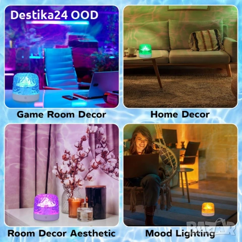 Нощна лампа проектор северно сияние 16 цвята с дистанционно, снимка 6 - Настолни лампи - 53504654