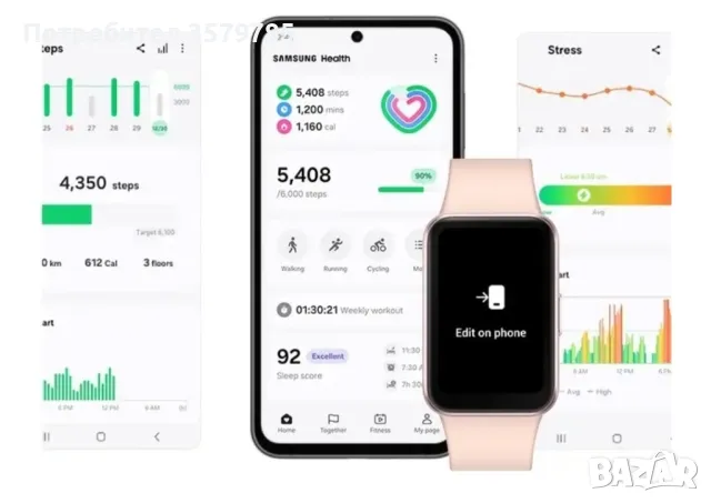 Samsung Galaxy Fit3 Rosa (розово злато) (сребрист) SM-R390, снимка 4 - Смарт гривни - 49016939