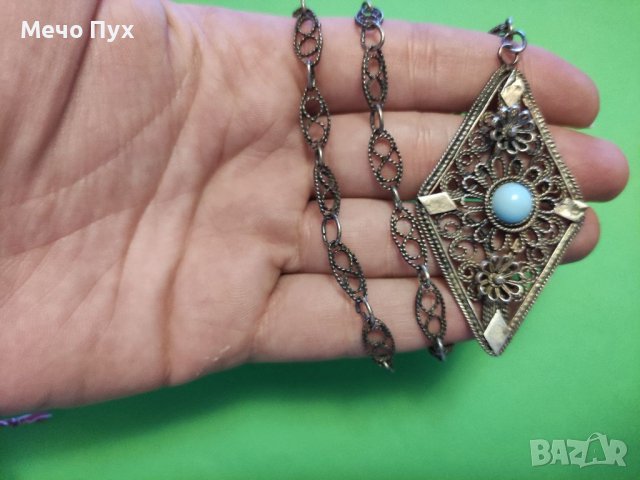 Старо сребърно колие (80), снимка 2 - Колиета, медальони, синджири - 39033796