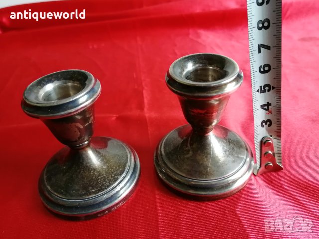 Комплект Английски СРЕБЪРНИ Свещници  123гр., снимка 5 - Антикварни и старинни предмети - 41823608