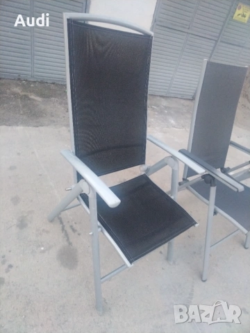 Комплект 3 броя луминиеви сгъваем стол-шезлонг с подлакътници за плаж, басейн, градина, вила, пикник, снимка 13 - Градински мебели, декорация  - 53823260