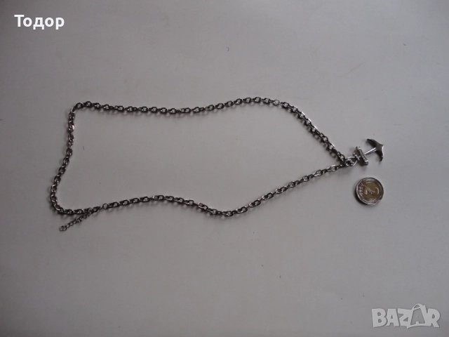 Масивен синджир медальон с котва от медицинска стомана 