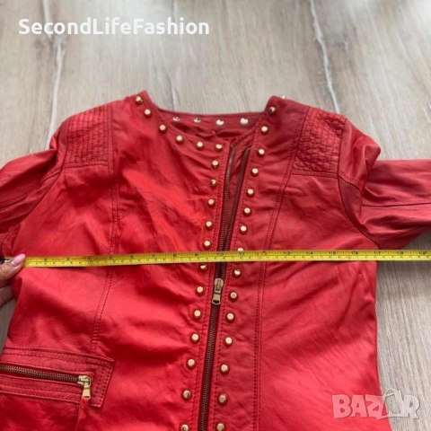 Imperial кожено мото яке дамско червено, снимка 3 - Якета - 52288169