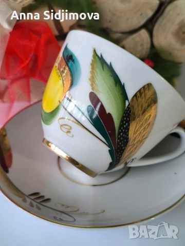 Руски порцелан ЛФЗ двоен сет за чай , снимка 2 - Чаши - 51796324