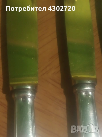 Луксозни ножове 6 броя, с масивно посребрени дръжки 90 и стоманени остриета с позлата, снимка 4 - Прибори за хранене, готвене и сервиране - 53057792