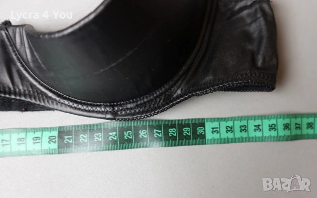 Черен кожен сутиен с отворени чашки , снимка 6 - Бельо - 53841843