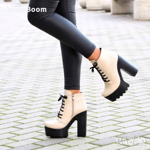 Боти на ток - Кожа, снимка 2 - Дамски боти - 48821760