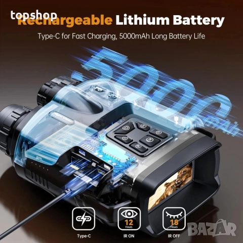 Нов Дийимин 4K бинокъл за нощно виждане, 3-инчов HD екран с 8X цифрово увеличение,  батерия 5000mAh, снимка 5 - Екипировка - 51637840