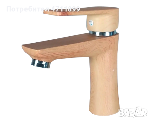 Пластмасов кран за умивалник Fokus бяло, капка, дърво., снимка 3 - Смесители - 53138512