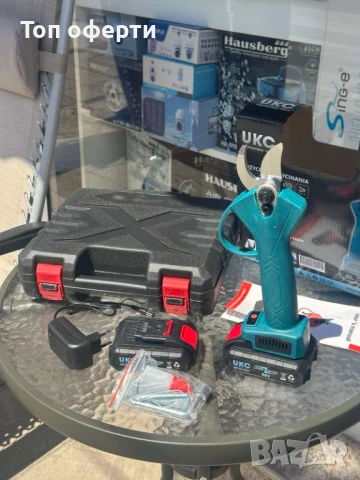 Акумулаторна ножица за клони UKC 8500 – 68V, 2 батерии, 25 мм рязане, 42 мм отваряне, ключ и зарядно, снимка 6 - Други инструменти - 51176513