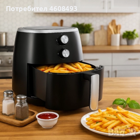Уред за готвене с горещ въздух Royalty Line RL-AF1500.37D - Air Fryer 5L, снимка 2 - Фритюрници - 51878923