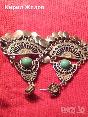 ТЮРКОАЗЕНИ ПОСРЕБРЕНИ ЕТНОГРАФСКИ ОБЕЦИ ТИП ТРЕПКА МНОГО КРАСИВА ТРАДИЦИОННА ИЗРАБОТКА 31624, снимка 11 - Антикварни и старинни предмети - 38067099