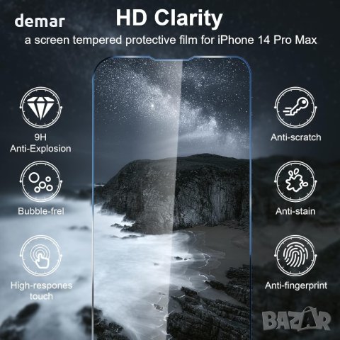 Калъф 13peas за iPhone 14 Pro Max 2022 г., от телешка кожа с протектор за екран (черен), снимка 2 - Калъфи, кейсове - 42312199