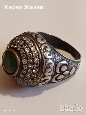 Винтидж сребърен пръстен стил Хюрем султан с НЕФРИТ орнаментиран ювелирно бижу 51826, снимка 12 - Пръстени - 52983143