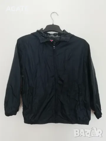 Детско черно яке против вятър и дъжд с качулка 