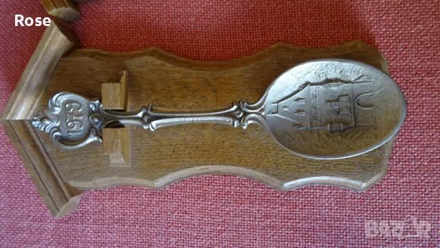 Винтидж калаени лъжици  Zinn Germany върху дървена поставка., снимка 9 - Антикварни и старинни предмети - 47284990