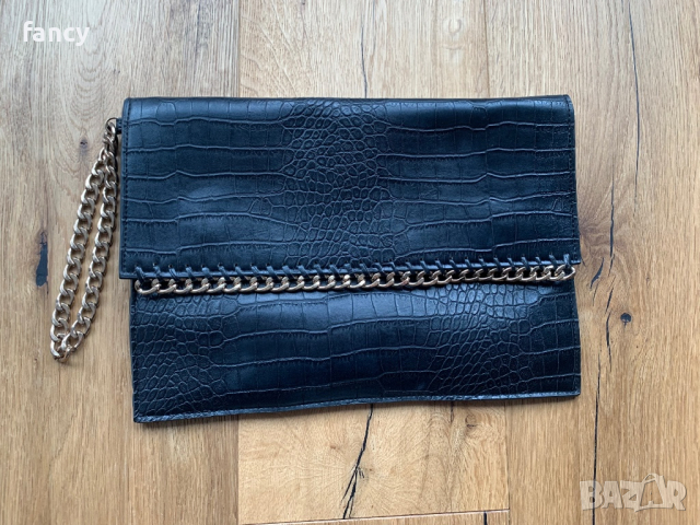 Черен кожен клъч 