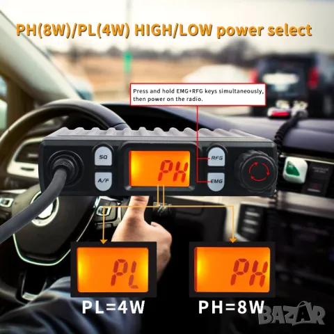 CB мобилна радиостанция Hiroyasu CB-1011 27MHz FM/AM 8W 40Ch+антена, снимка 14 - Аксесоари и консумативи - 50155117