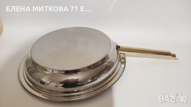 Много голям и масивен марков немски тиган от неръждаема стомана с двойно дъно, снимка 3 - Съдове за готвене - 51826936