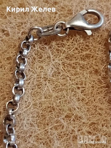 Красива сребърна гривна с плетка тип РОЛО елегантен стилен дизайн 16943, снимка 6 - Гривни - 52895942